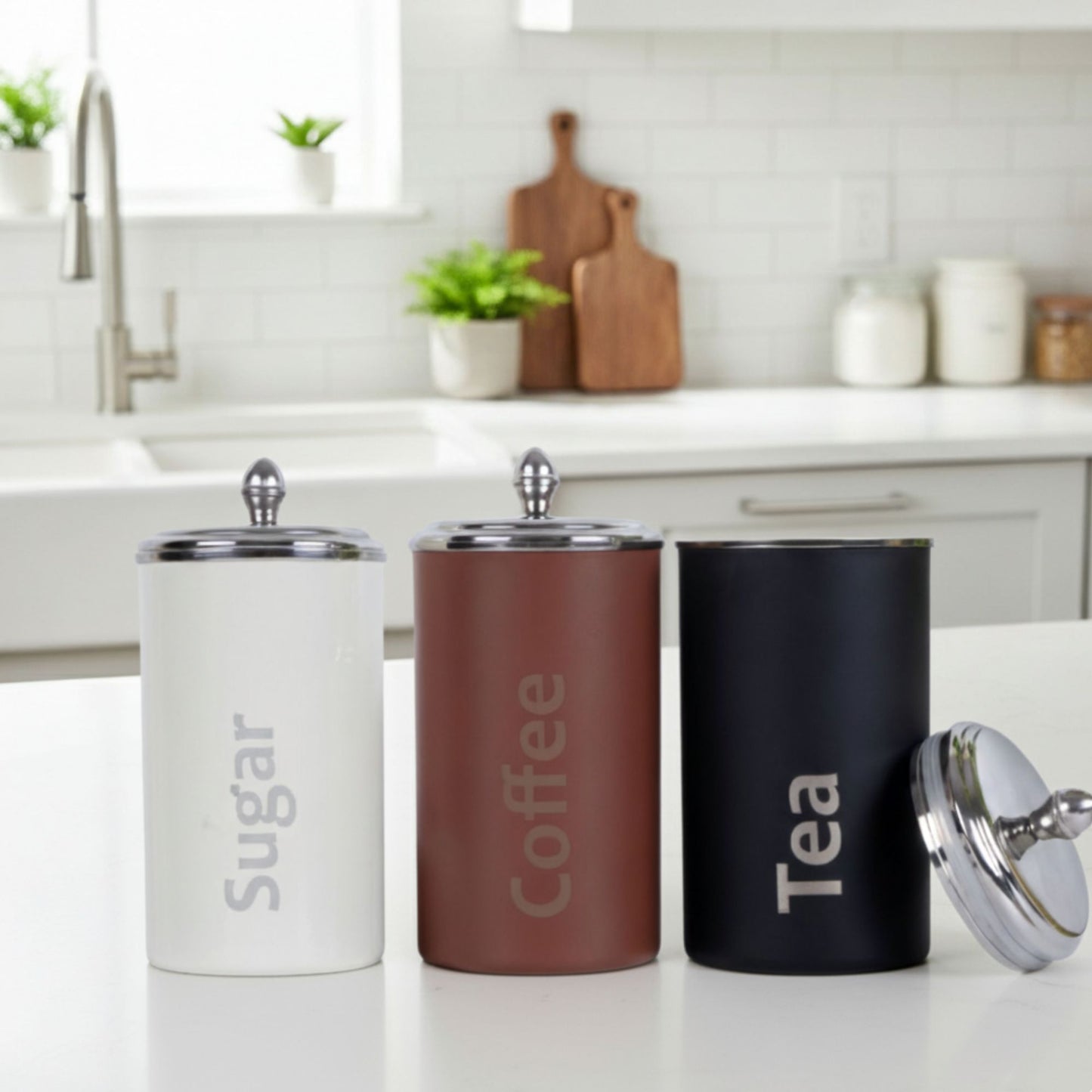 Pdd Falcon Steel Utsaav Canister 750ml Set of 3 - Black, White & Brown
