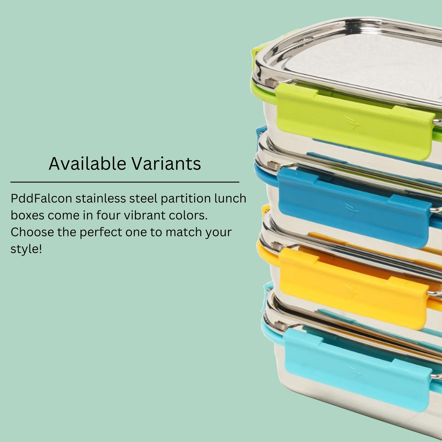 PddFalcon Stainless Steel Munch Duo Lunch Box with 2 Partition - 750ml Yellow