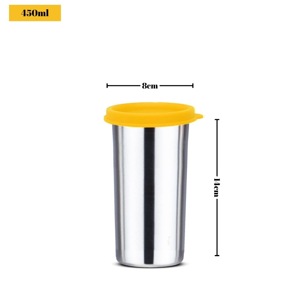 PddFalcon Steel Classic Tumbler / Glass 100% Leakproof 1pcs Yellow FP04045 - 450ml