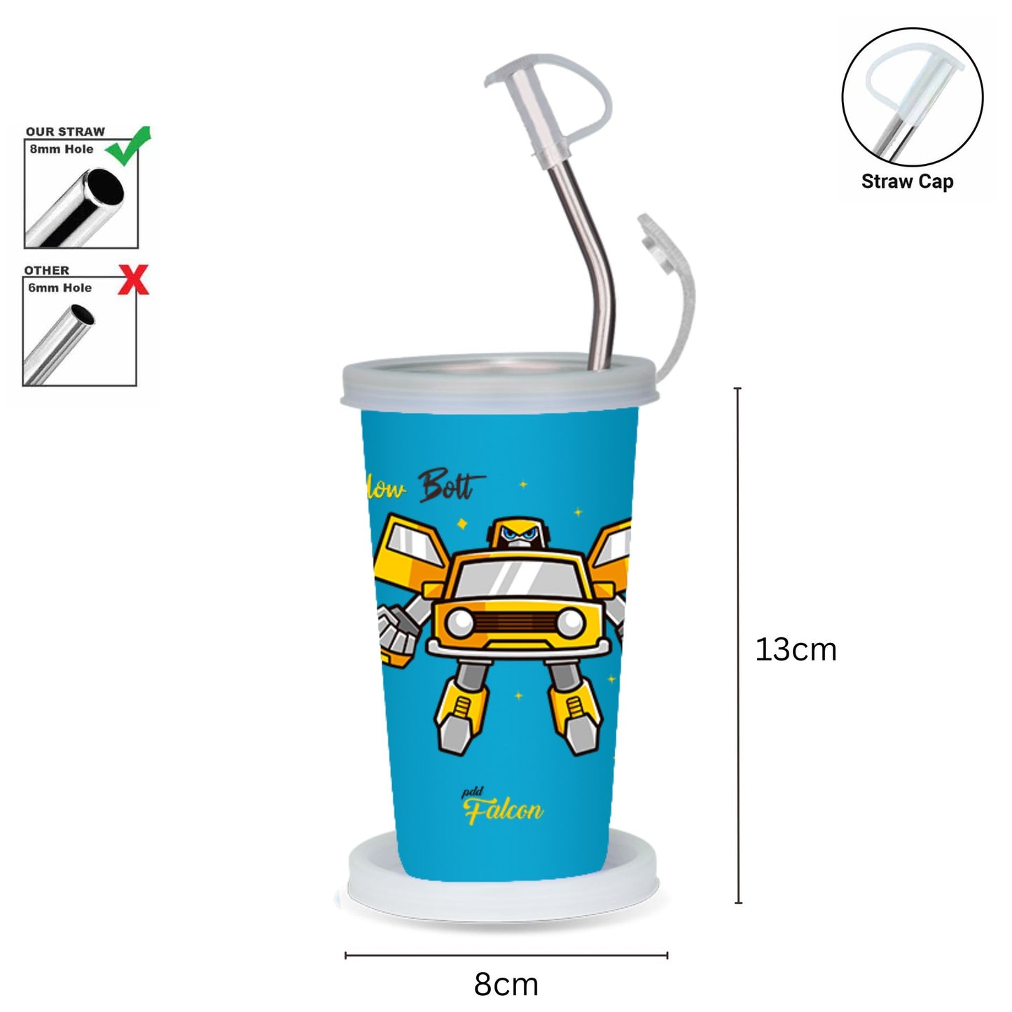 PddFalcon Steel Straw Glass 1pcs Bott Blue FP24016 CN9 - 450ml