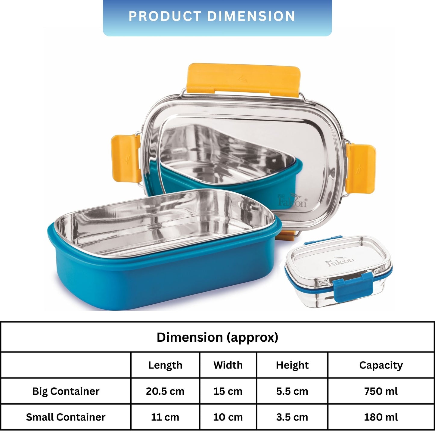 PddFalcon Stainless Steel Comet Mate Microwave-Safe Lunch Box 2in1 - 930ml