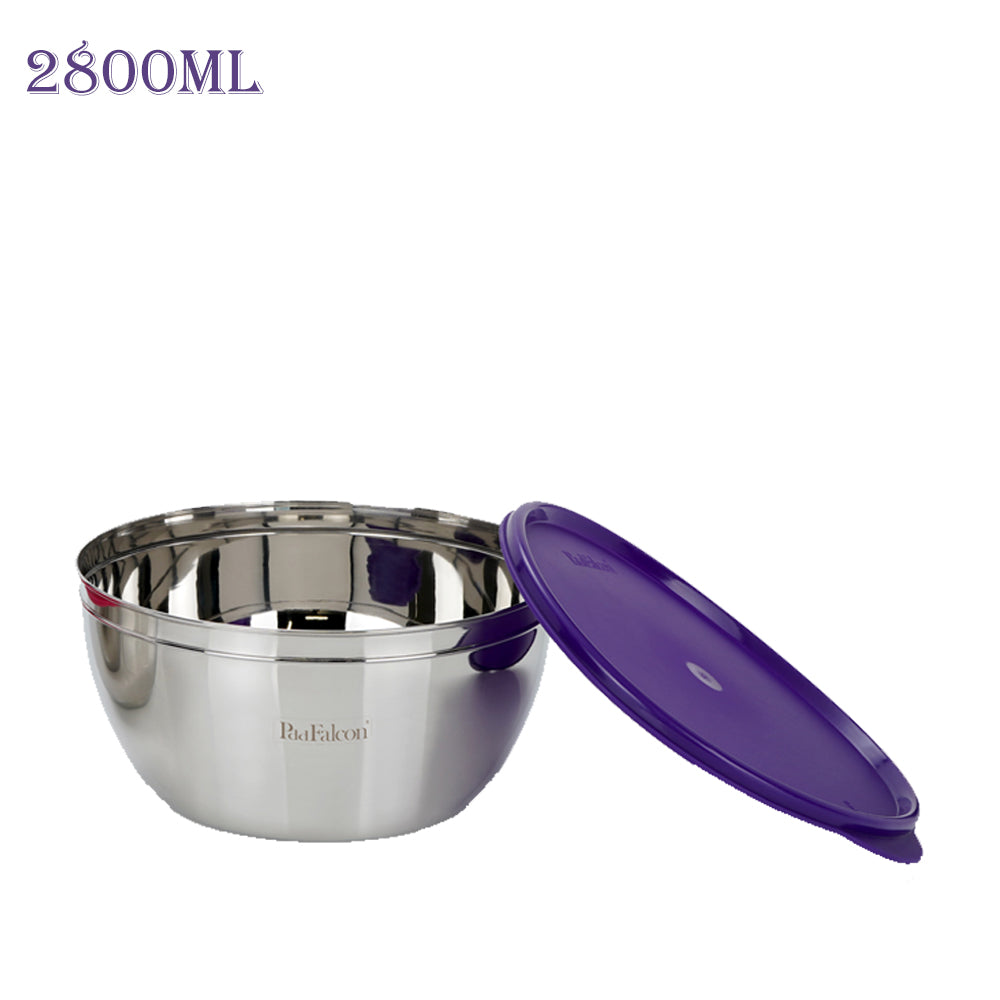 Stainless steel 2800ml bowl with plastic lid - affordable