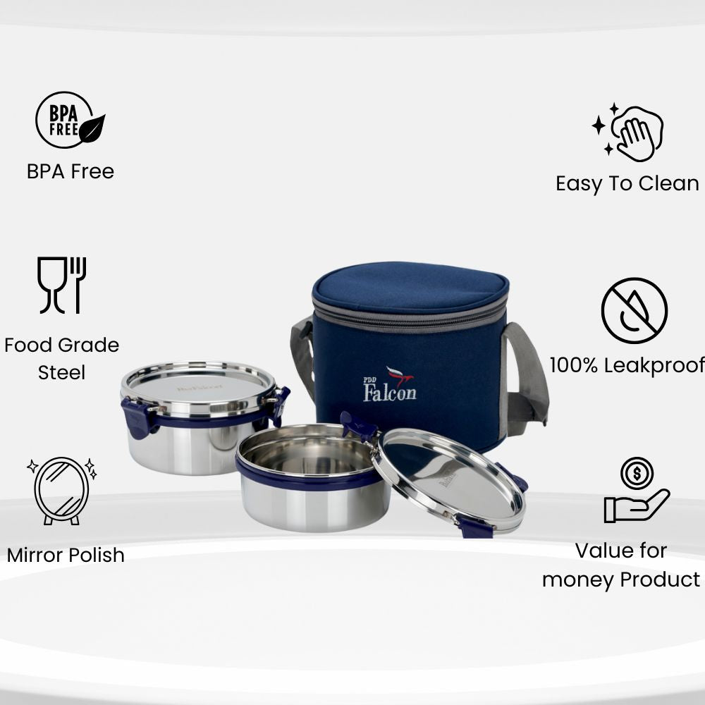 Pdd Falcon Stainless Steel EcoNxt Lunch Box Jumbo Set of 2 - 1000ml