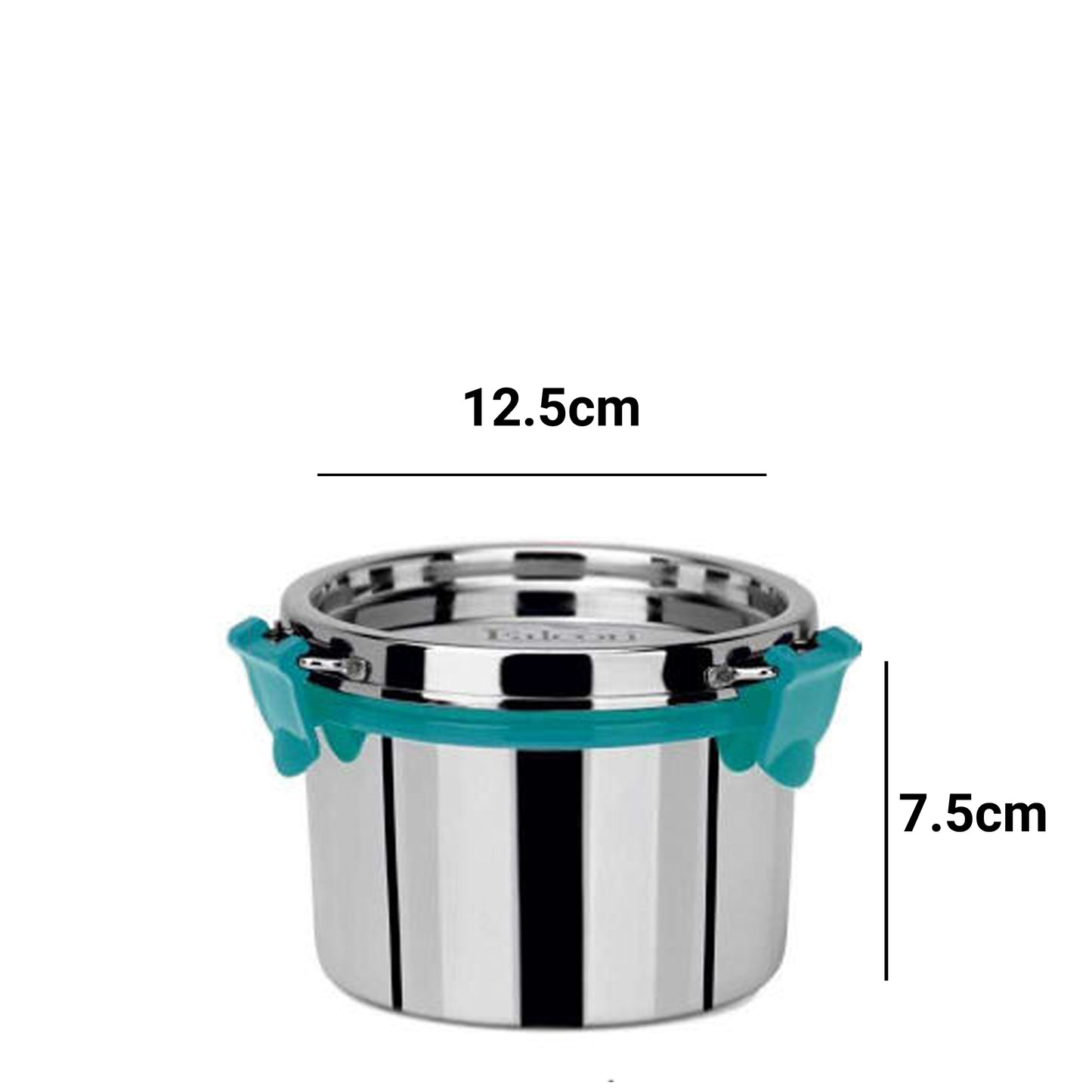 Econxt container with dimensions (H: 7.5cms and W: 12.5cm) comes with detachable clamps, a free clamp and silicon ring. It is fully leakproof, stackable, crack and rust proof, mirror polish and BPA free.