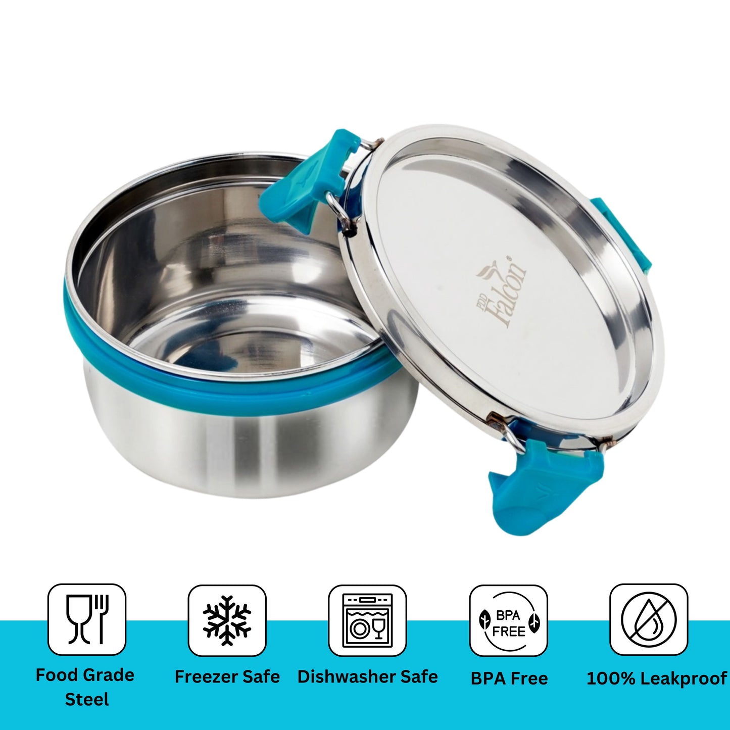 PddFalcon Stainless Steel EcoNxt Lunch Box Lily Turkish Blue Set of 2 - 700ml