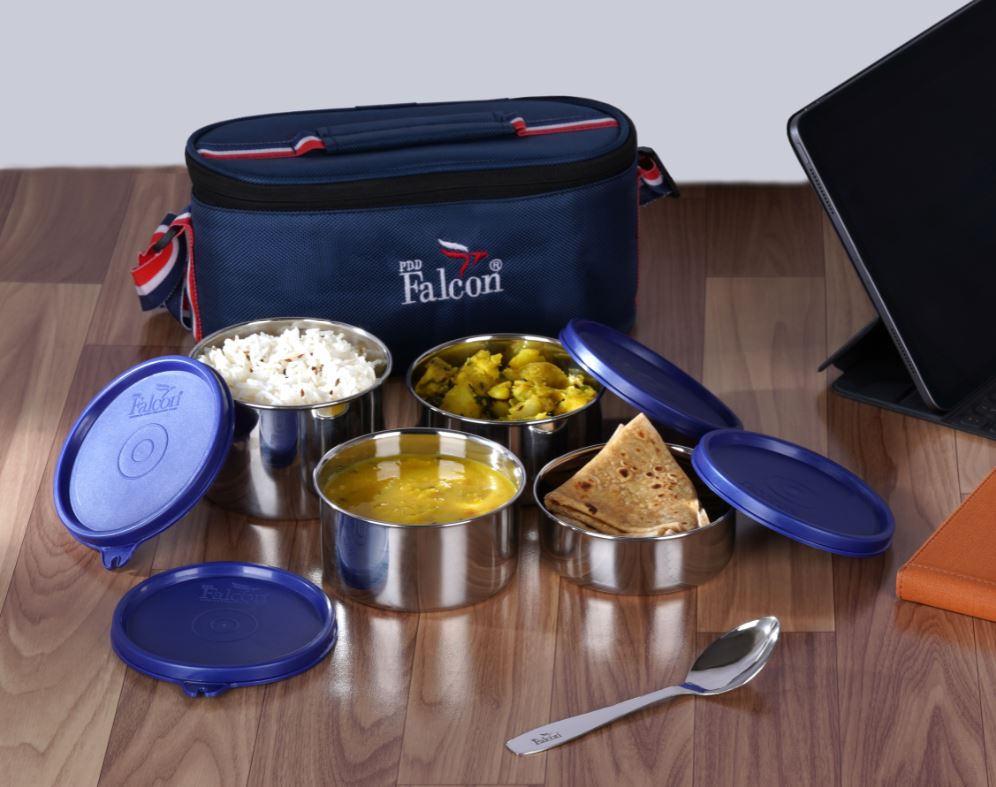 PddFalcon Stainless Steel Lunch Box Dura Tulip Blue 1400ml