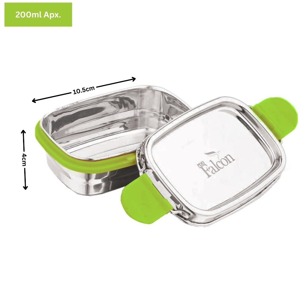 PddFalcon Stainless Steel Recta Candy Container 100% Leakproof - 200ml Apx.