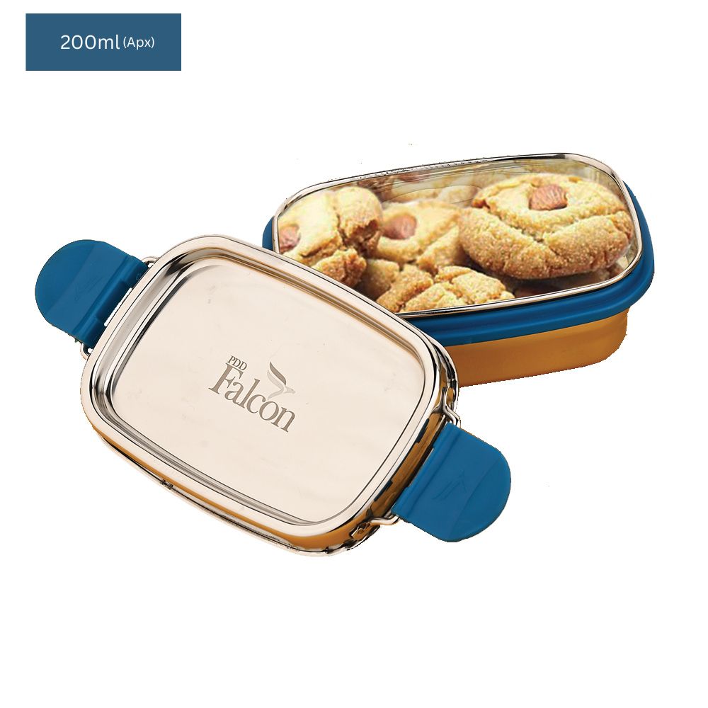PddFalcon Stainless Steel Recta Candy Container 100% Leakproof - 200ml Apx.