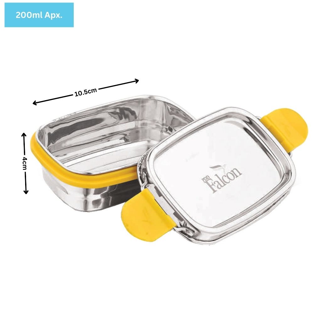 PddFalcon Stainless Steel Recta Candy Container 100% Leakproof - 200ml Apx.