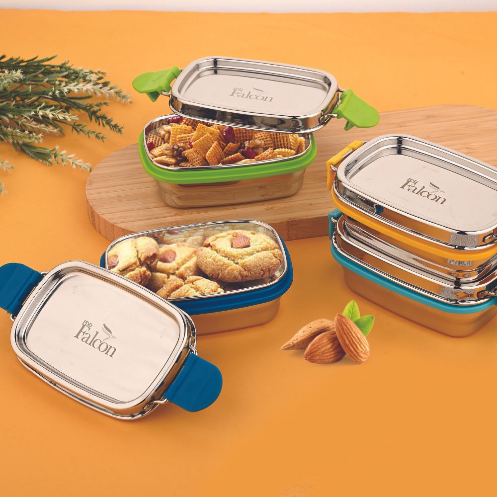 PddFalcon Stainless Steel Recta Candy Container 100% Leakproof - 200ml Apx.