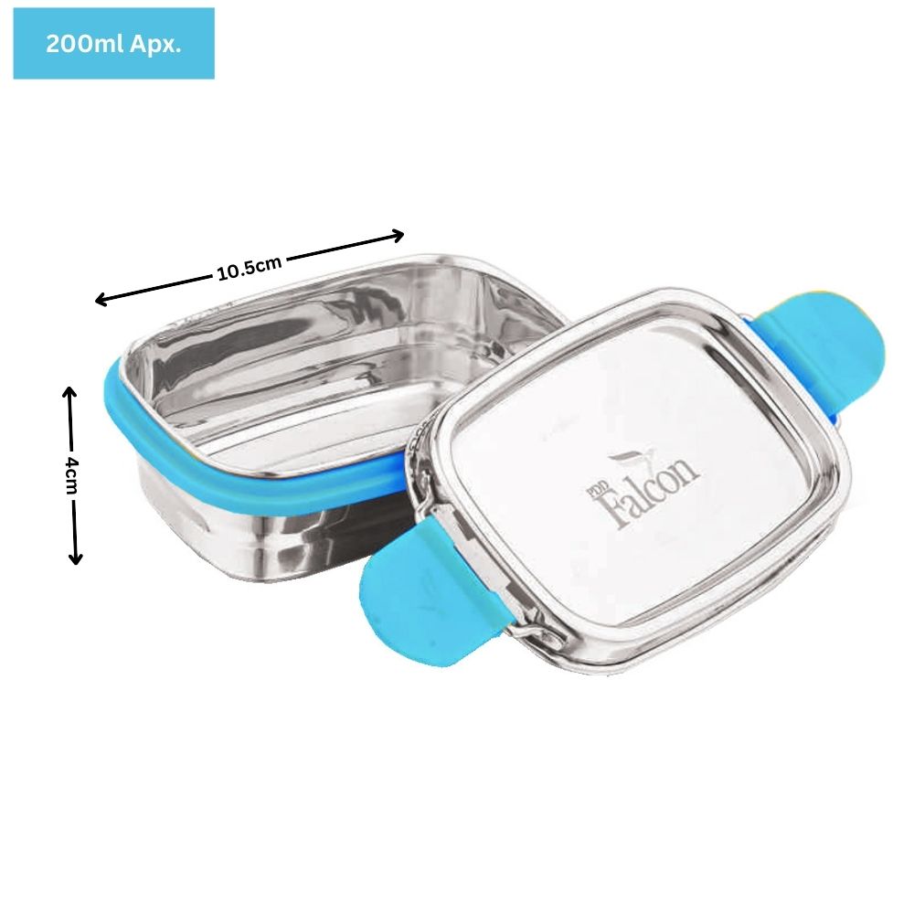 PddFalcon Stainless Steel Recta Candy Container 100% Leakproof - 200ml Apx.