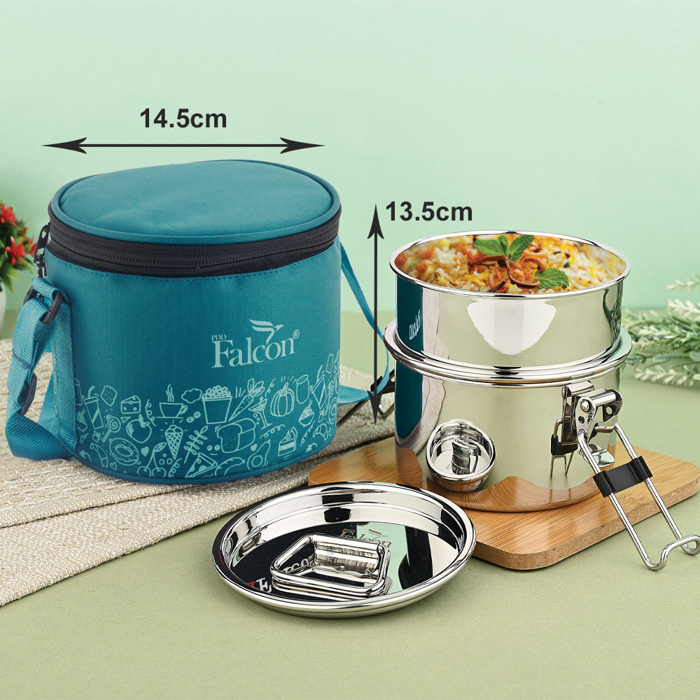 Premium steel lunchbox royal jumbo range 100% leakproof, crack free, odor free, rust free, steel lids, stackable with insulated bag.