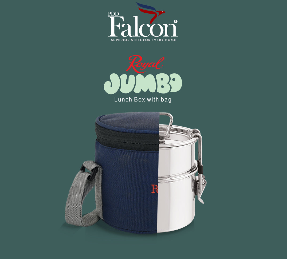 Premium steel lunchbox royal jumbo range 100% leakproof, crack free, odor free, rust free, steel lids and stackable..