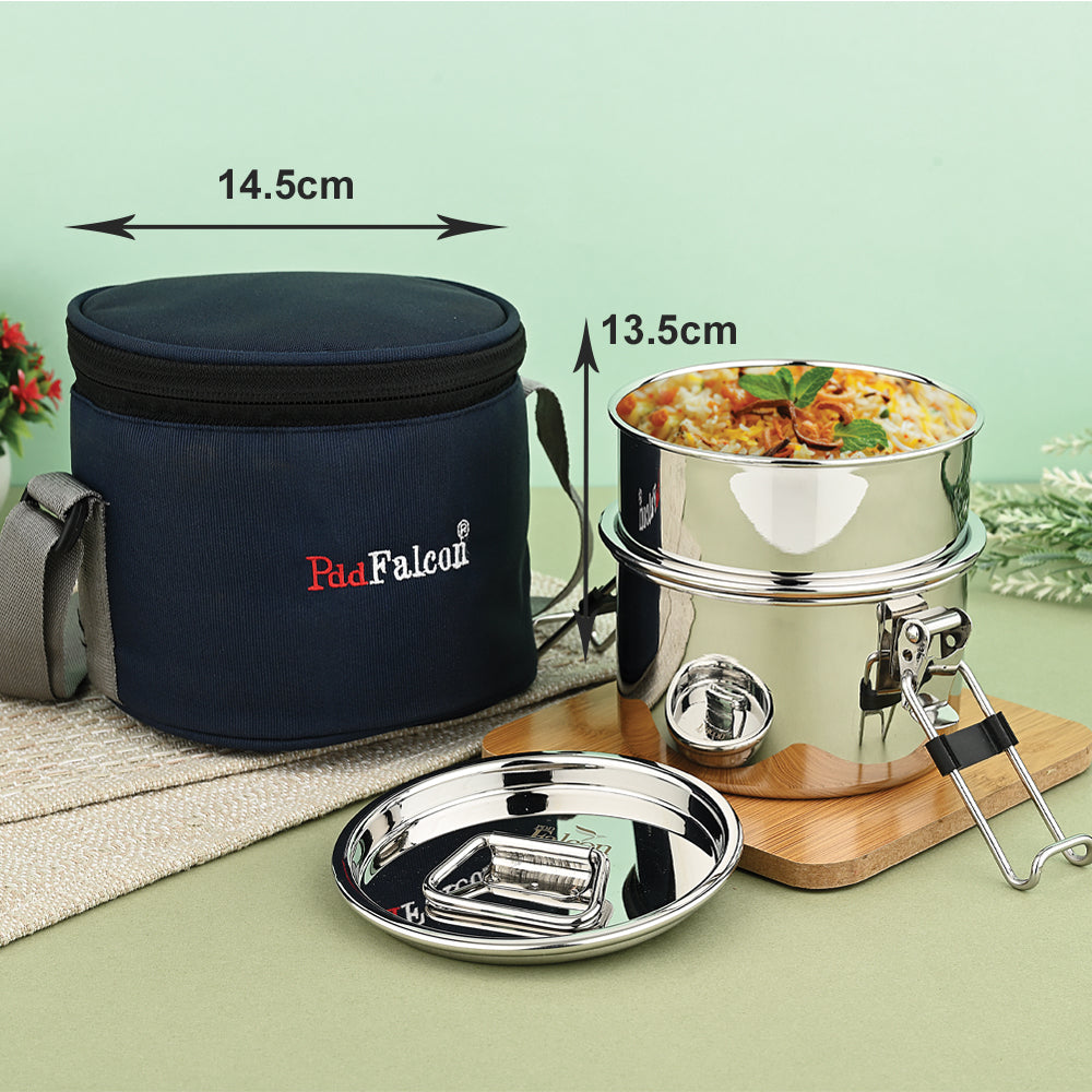 Premium steel lunchbox royal jumbo range 100% leakproof, crack free, odor free, rust free, steel lids, stackable with insulated bag.