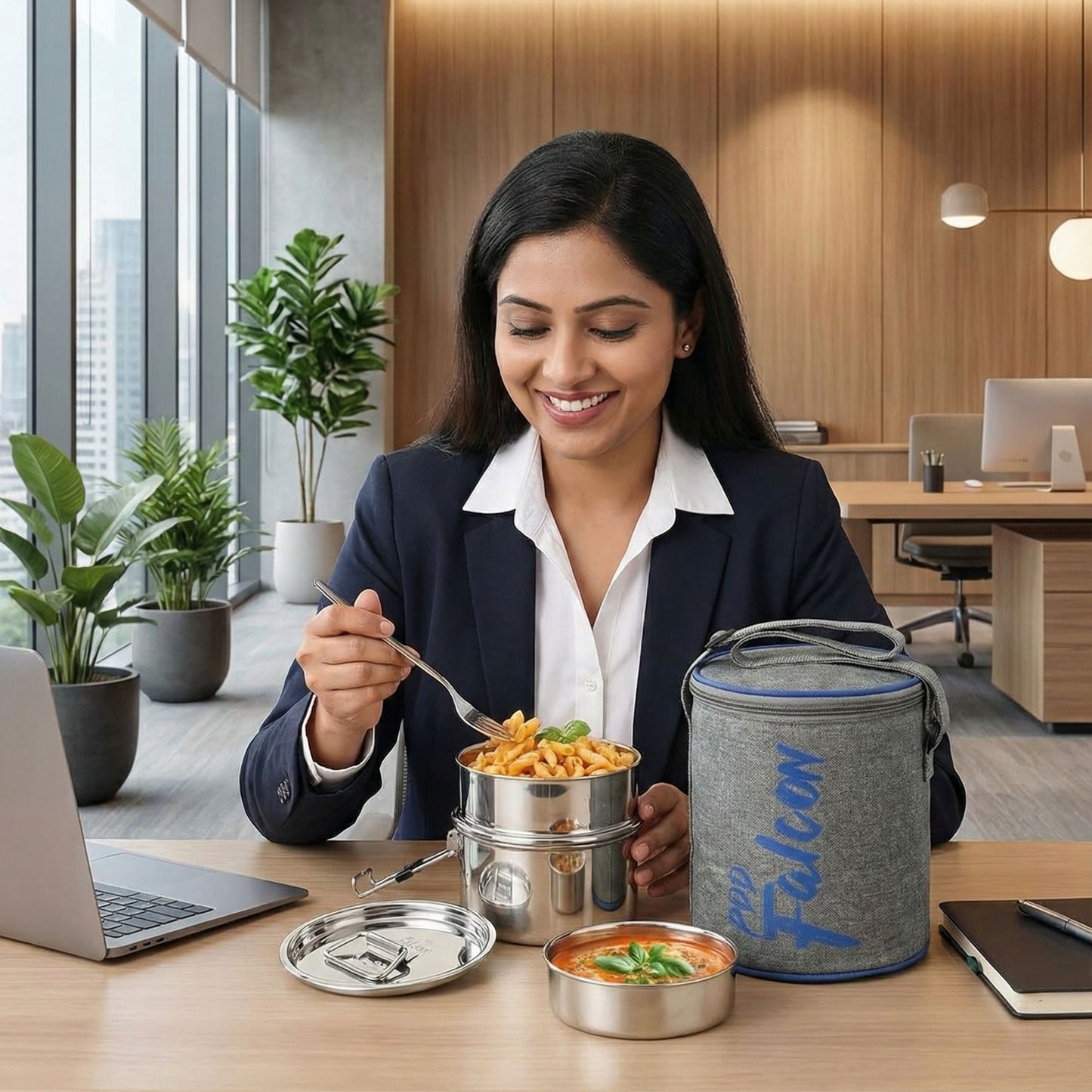 Royal Lily Lunch Box Set of 2 Grey Blue - 700ml