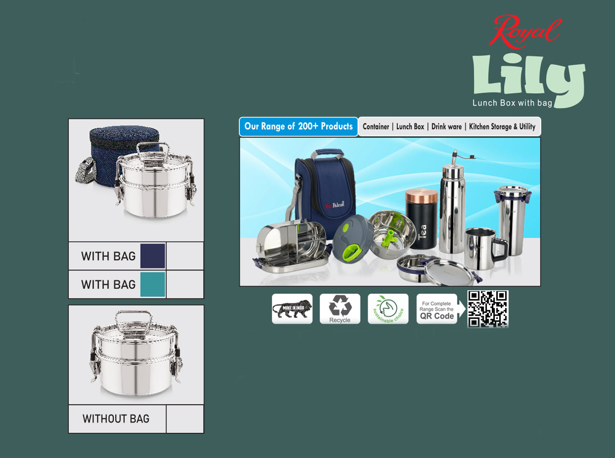 Premium stainless steel lunchbox 100% leakproof with a silicon ring and insulated bag