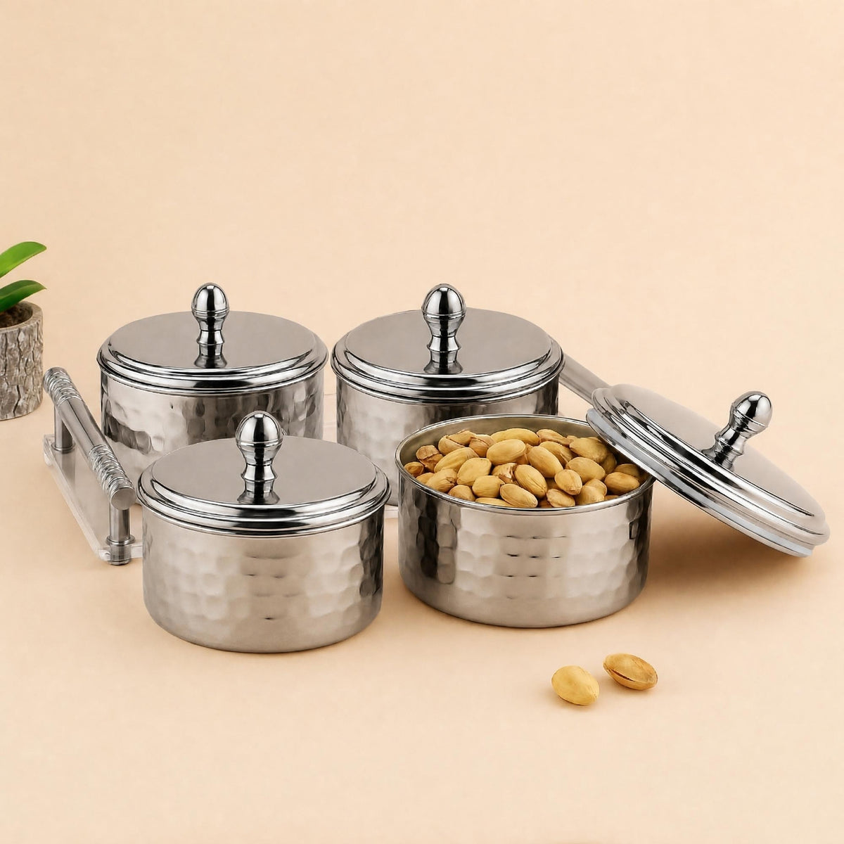 FP 12007 - Dry Fruit Airtight Container 350ml- 4p With Acrylic Tray