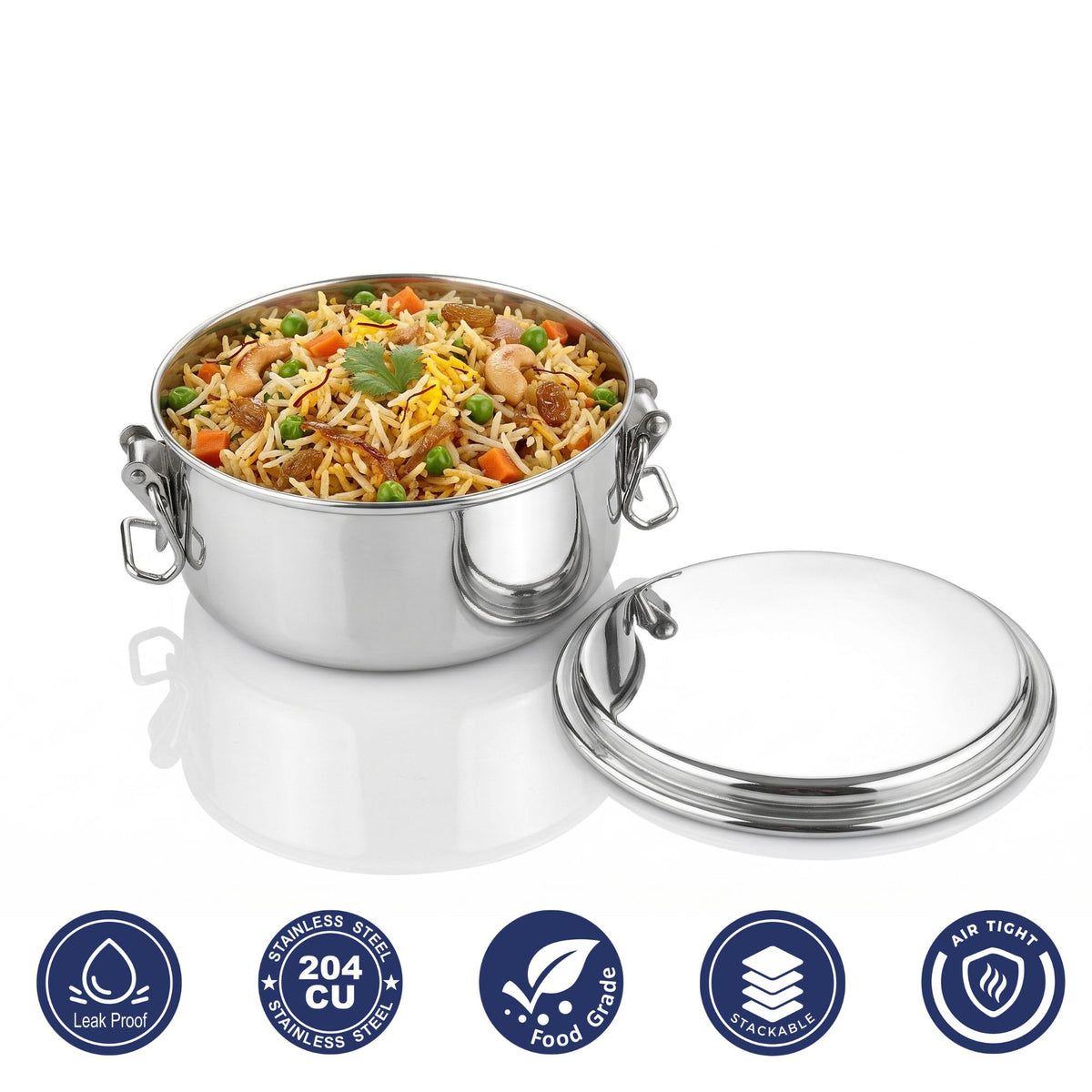 PDDFALCON Stainless Steel Uniclip Container, 100% Leakproof