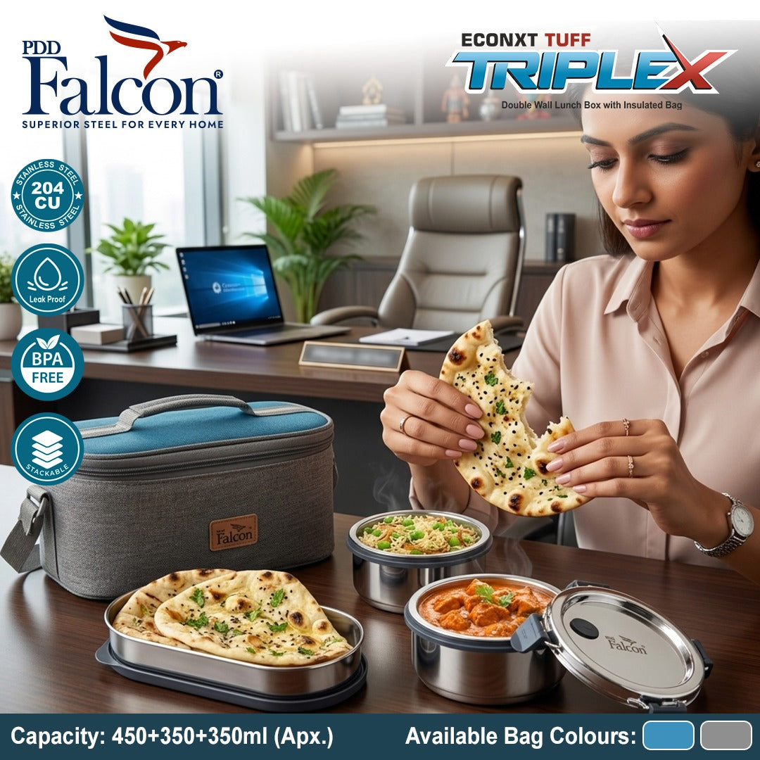 Tuff Double Wall Hot And Cold Triplex Lunch Box