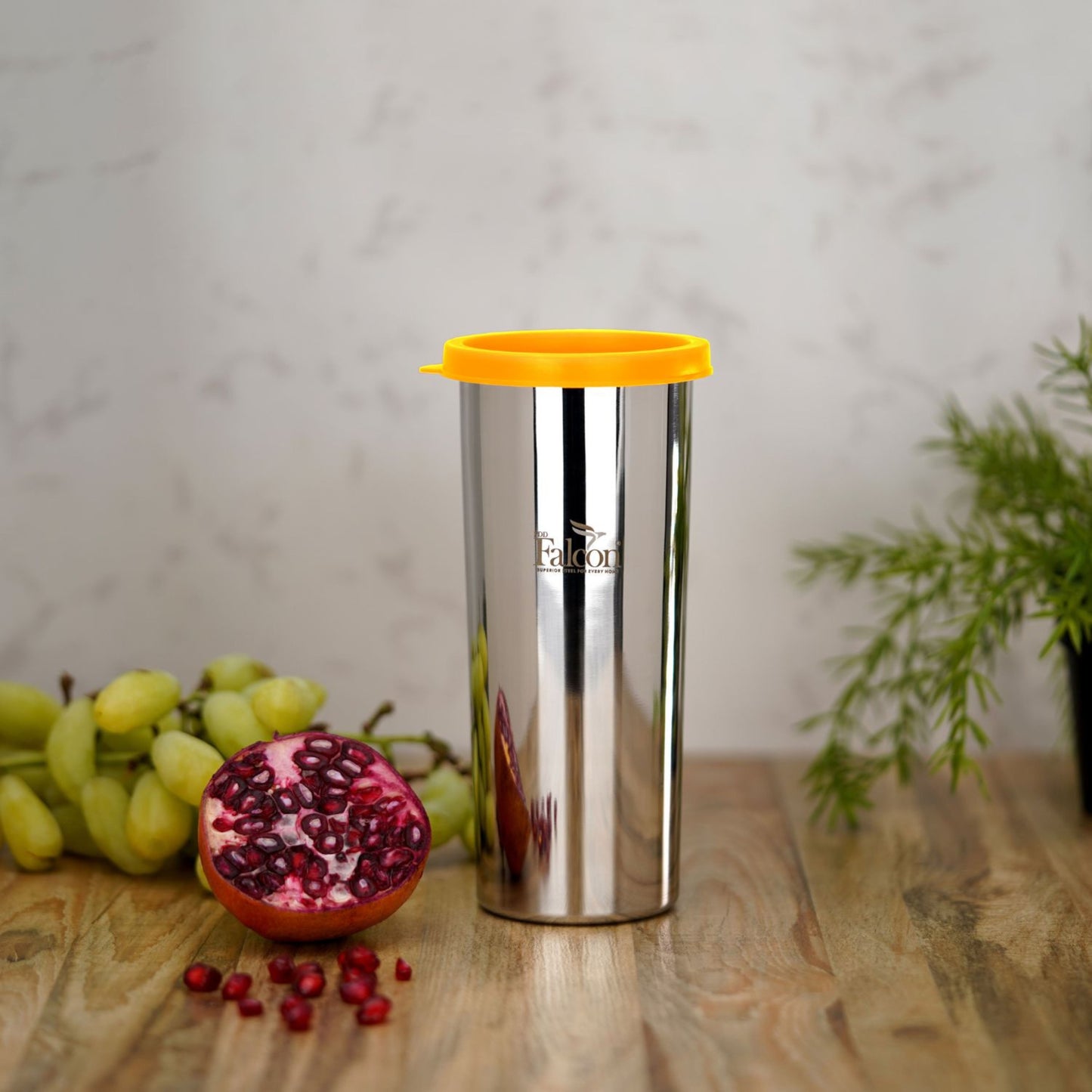 PddFalcon Steel Classic Tumbler / Glass 100% Leakproof 1pcs Yellow FP04045 - 450ml