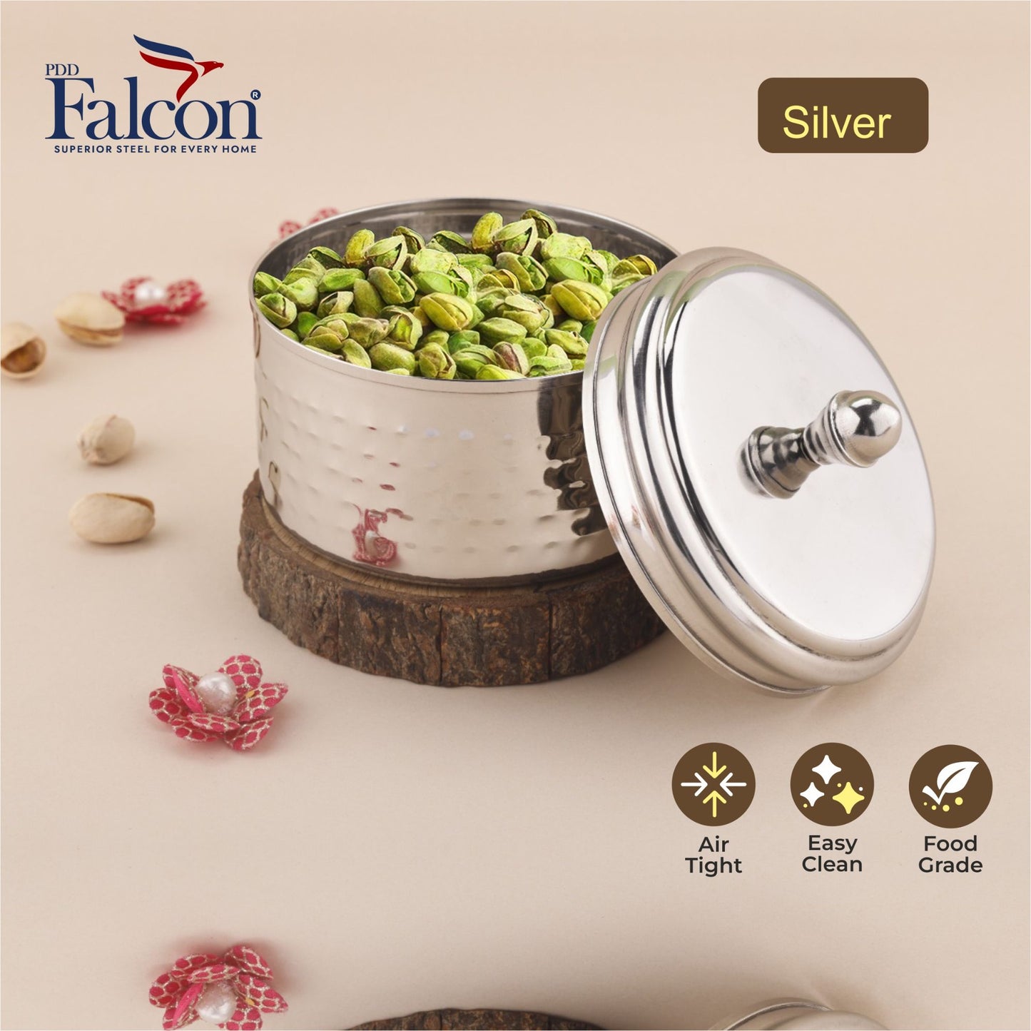 Dry Fruit Airtight Container 350ml- 2p With Wooden Tray