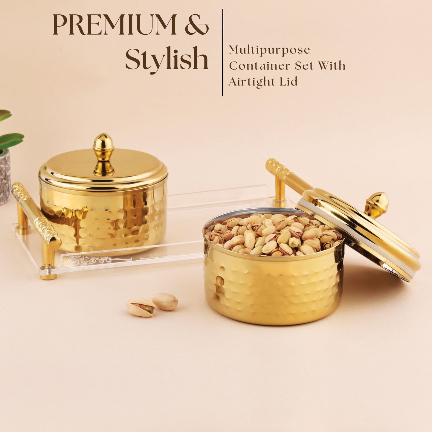 Dry Fruit Airtight Container 350ml- 2p With Acrylic Tray