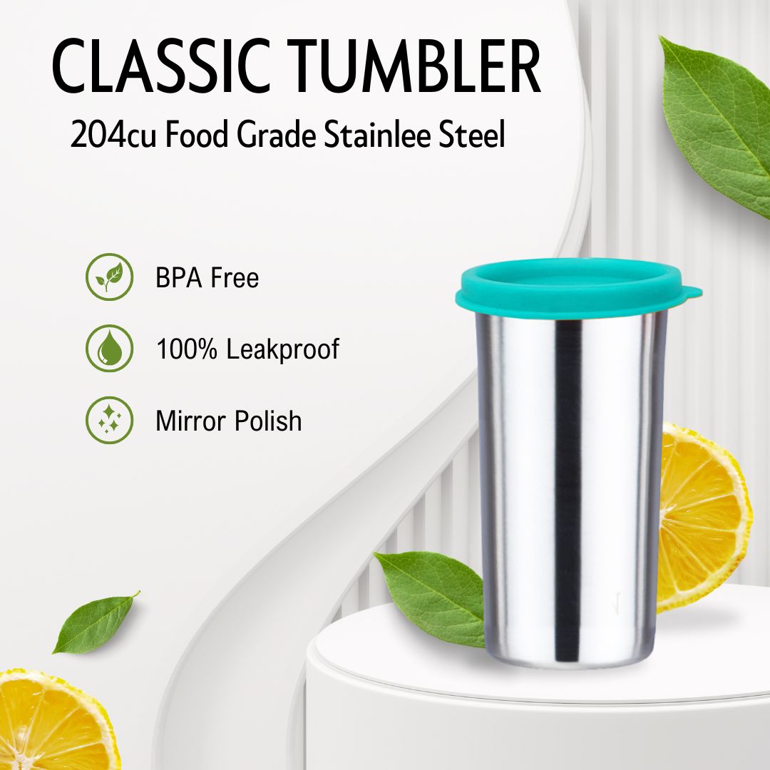 PddFalcon Steel Classic Tumbler / Glass 100% Leakproof 1pcs Sea Green FP04044 - 450ml