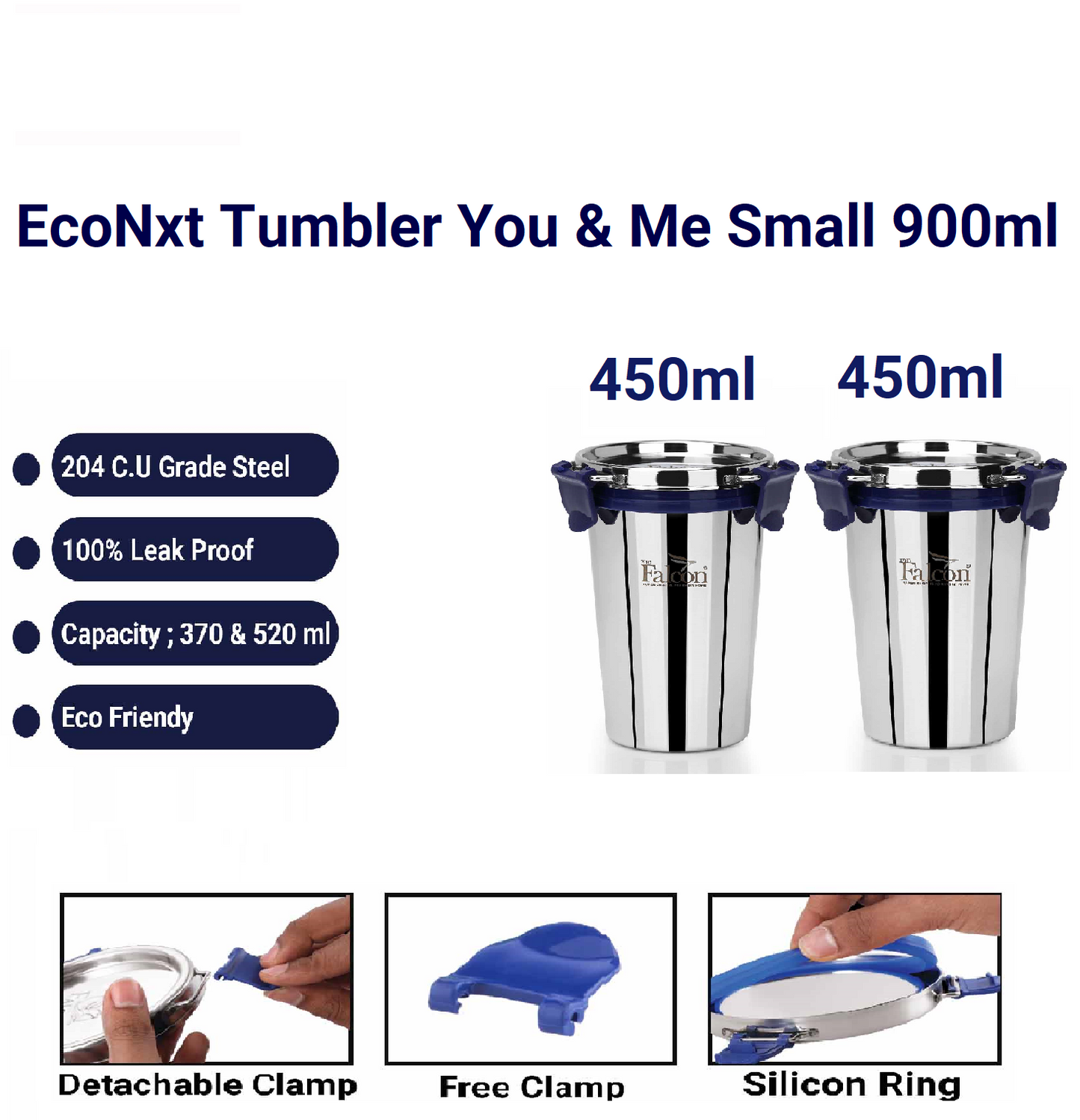 Steel tumbler 450ml You and Me range fully stainless steel, 100% leakproof, free clamp and eco-friendly