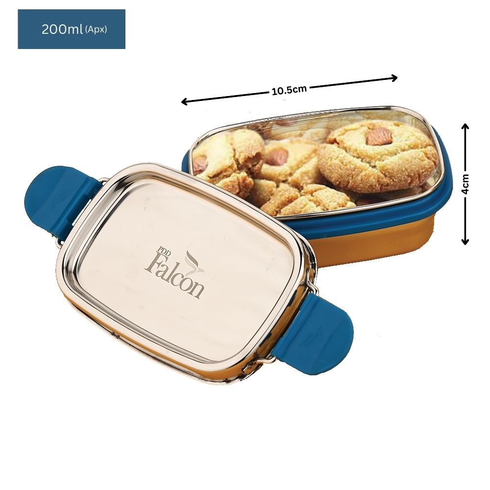 PddFalcon Stainless Steel Recta Candy Container 100% Leakproof - 200ml Apx.