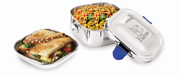 Pdd Falcon Steel Recta Lunch Box 1pcs Blue FP17003 - 500ml
