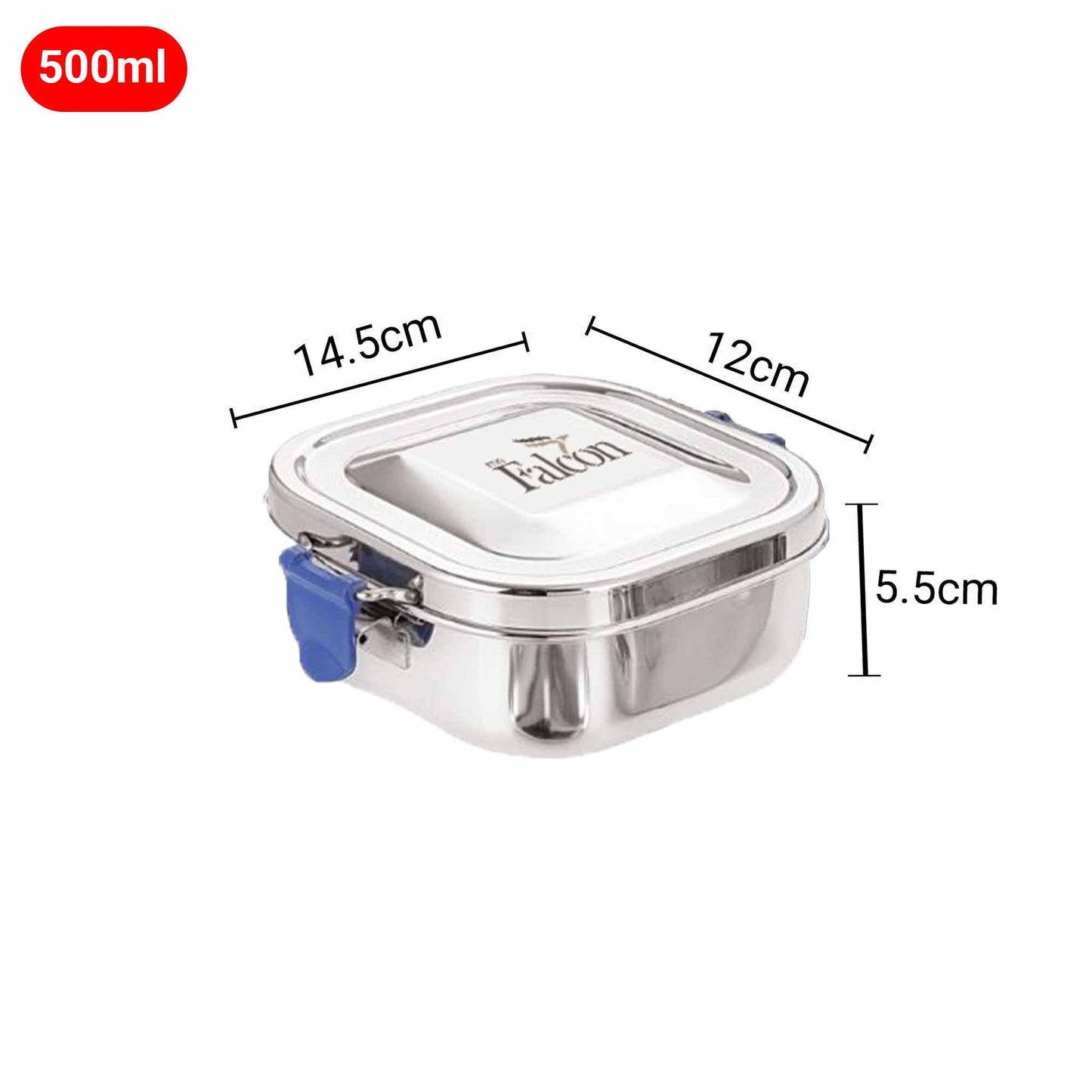 Pdd Falcon Steel Recta Lunch Box 1pcs Blue FP17003 - 500ml