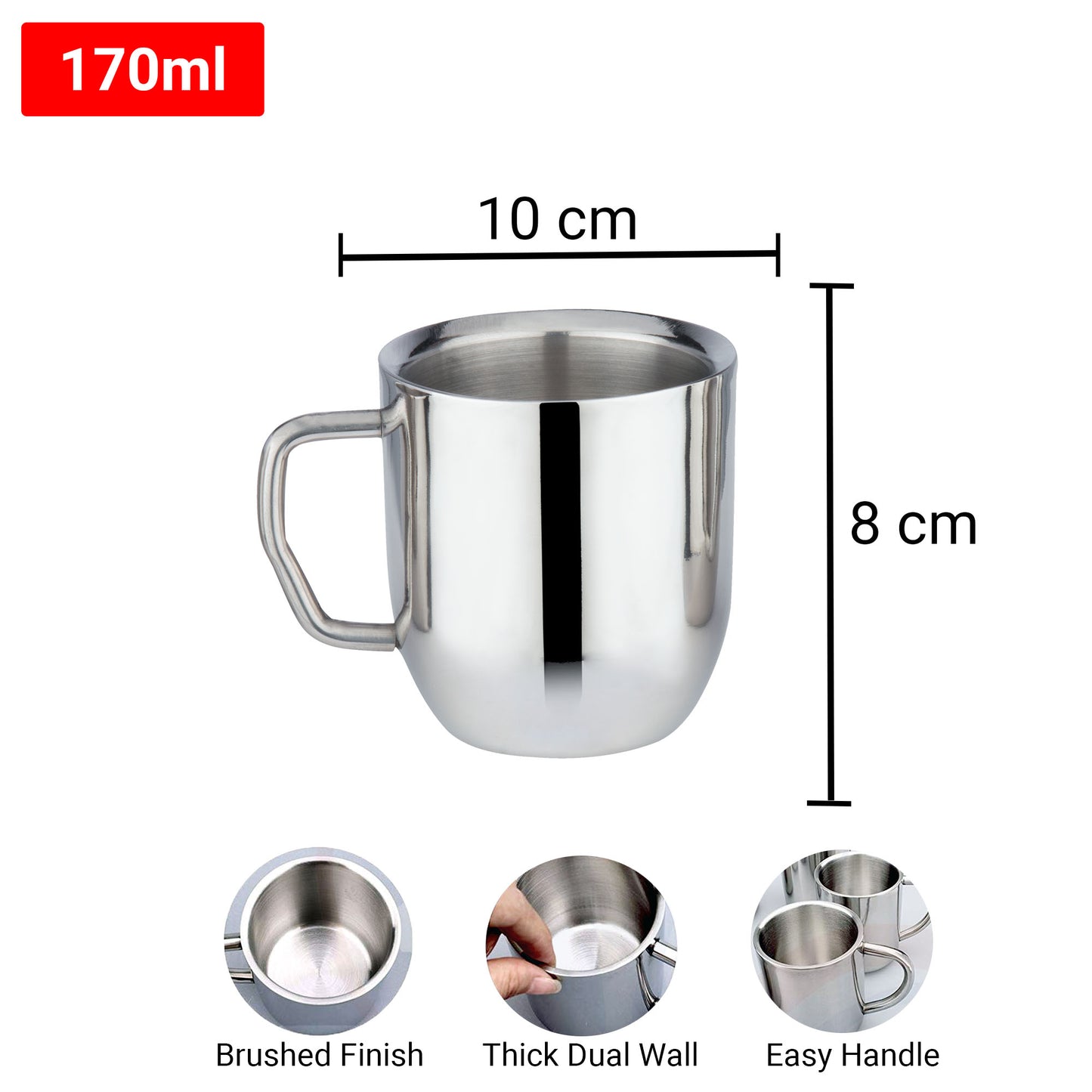 Pdd Falcon Steel Mug Silver - 170ml