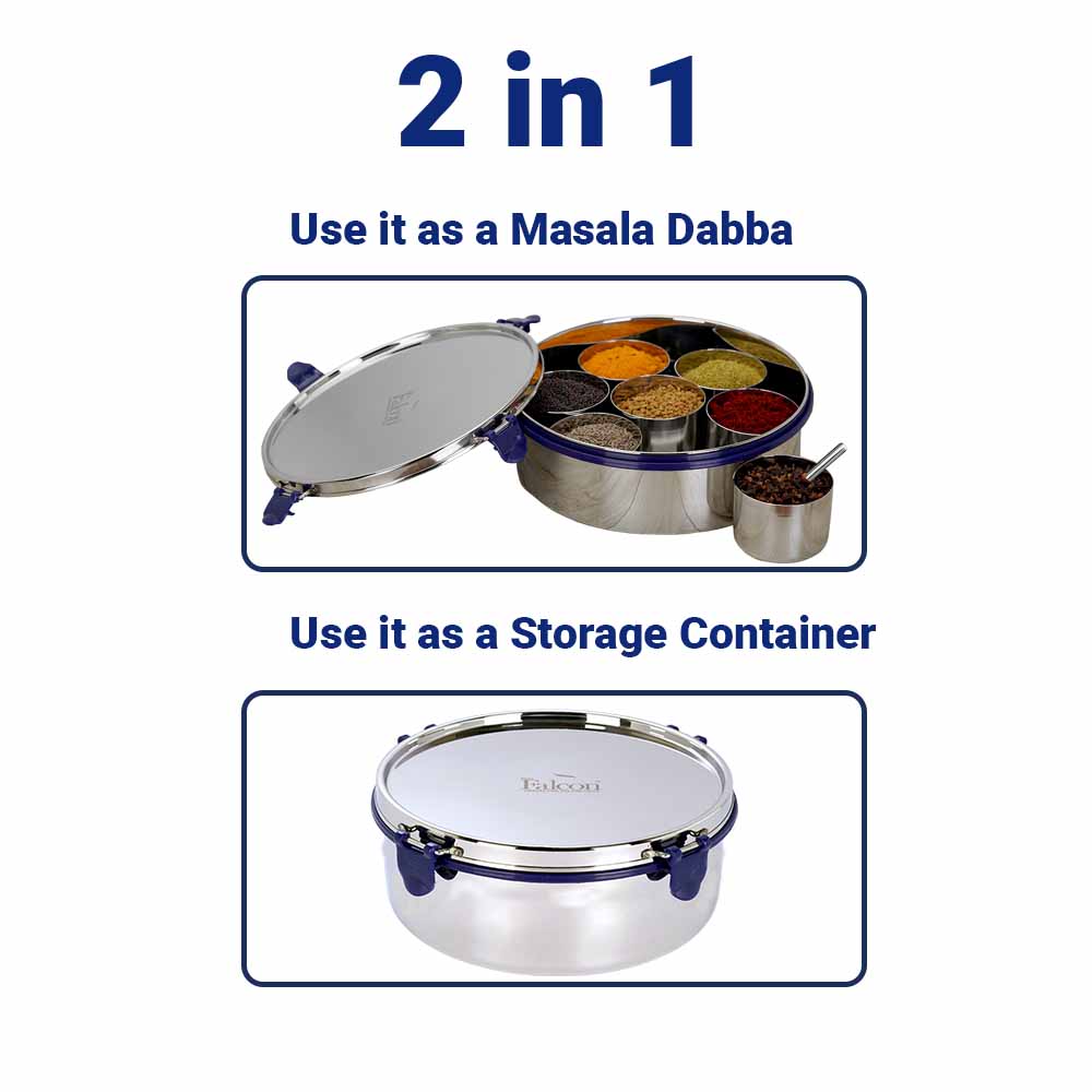 Pdd Falcon Food Grade Stainless Steel Eco Nxt Masala Dabba - 8 inch - 1700ml