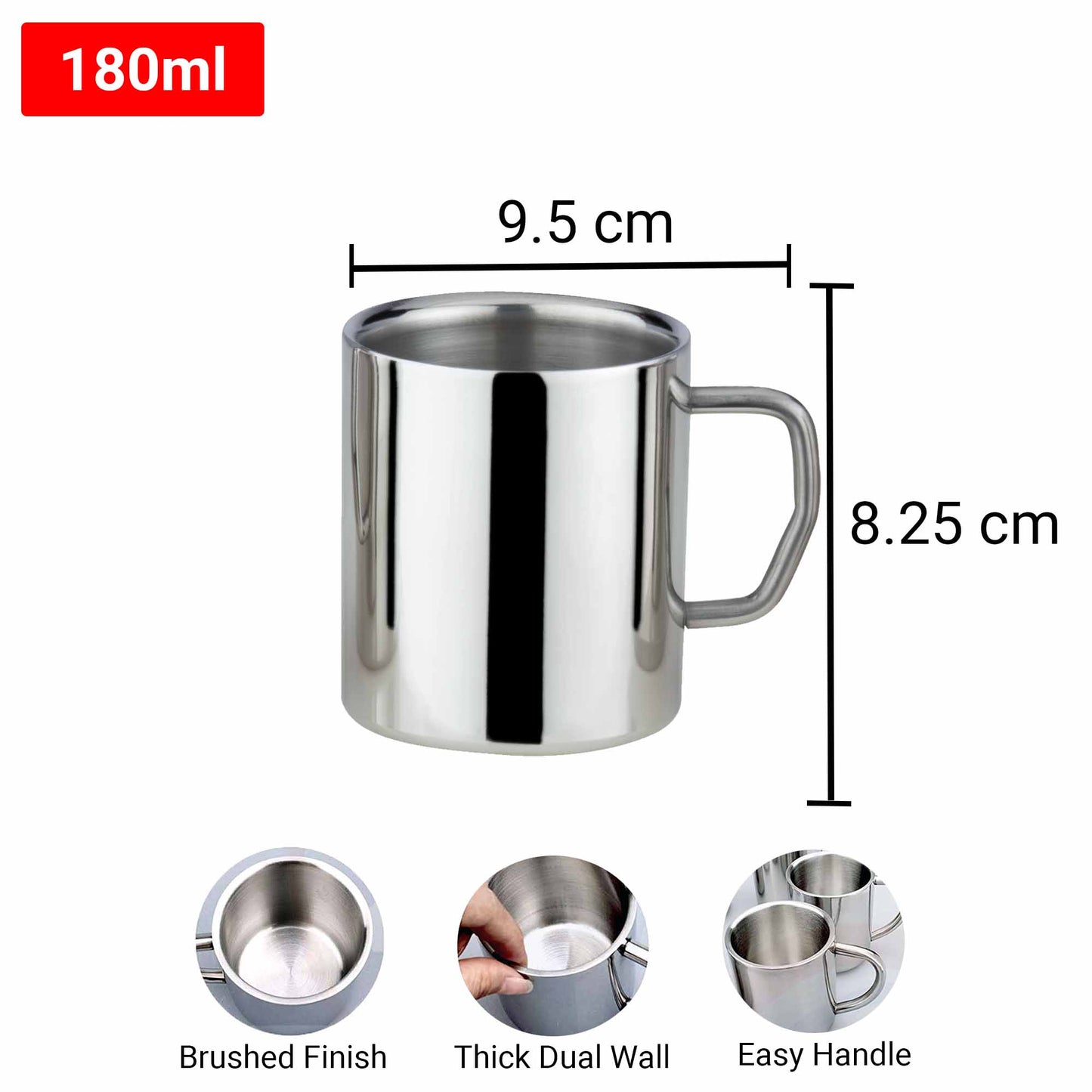 Pdd Falcon Steel Mug Silver - 180ml