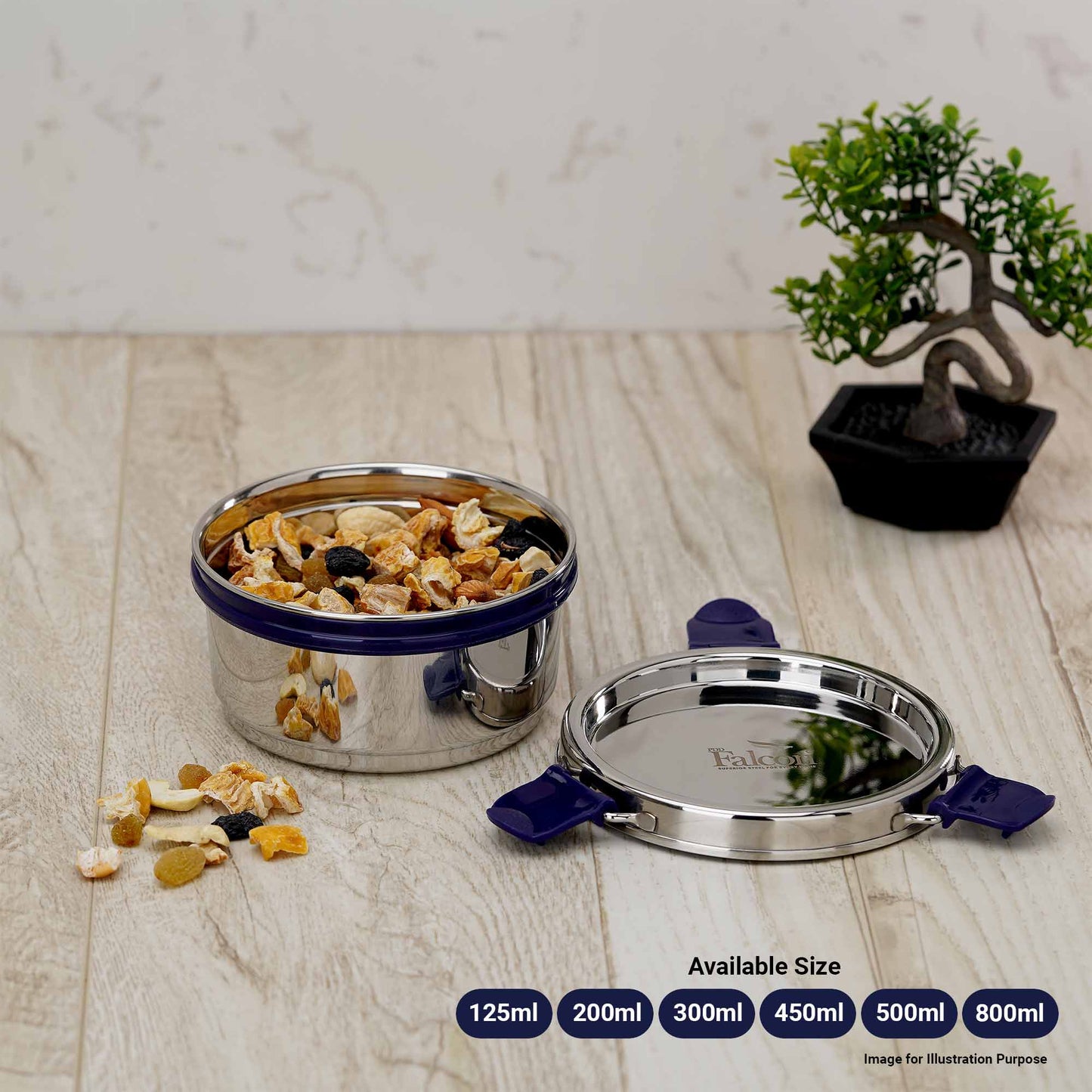 PddFalcon Steel Airtight Container 2pcs Blue FP11002s2 - 300ml