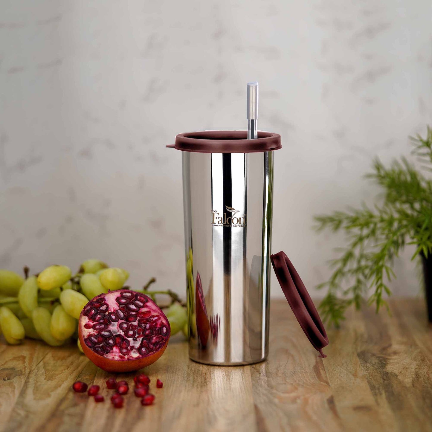 Pdd Falcon Steel Straw Glass 1pcs Brown FP04034 - 520ml