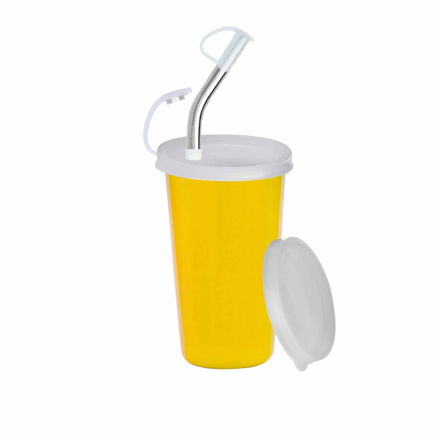PddFalcon Stainless Steel Drinkware Strawglass 370ml Yellow