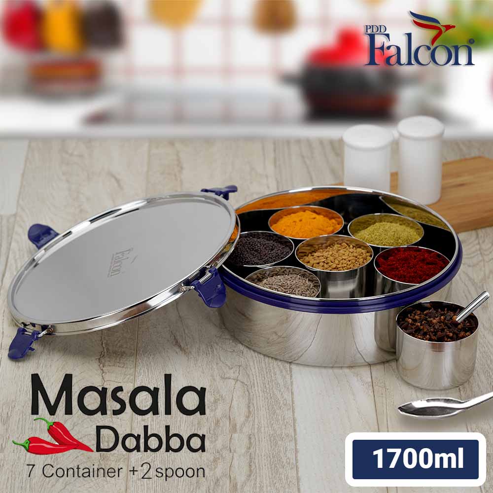 PddFalcon Stainless Steel Econxt Masaladabba 1700ml Blue No.8