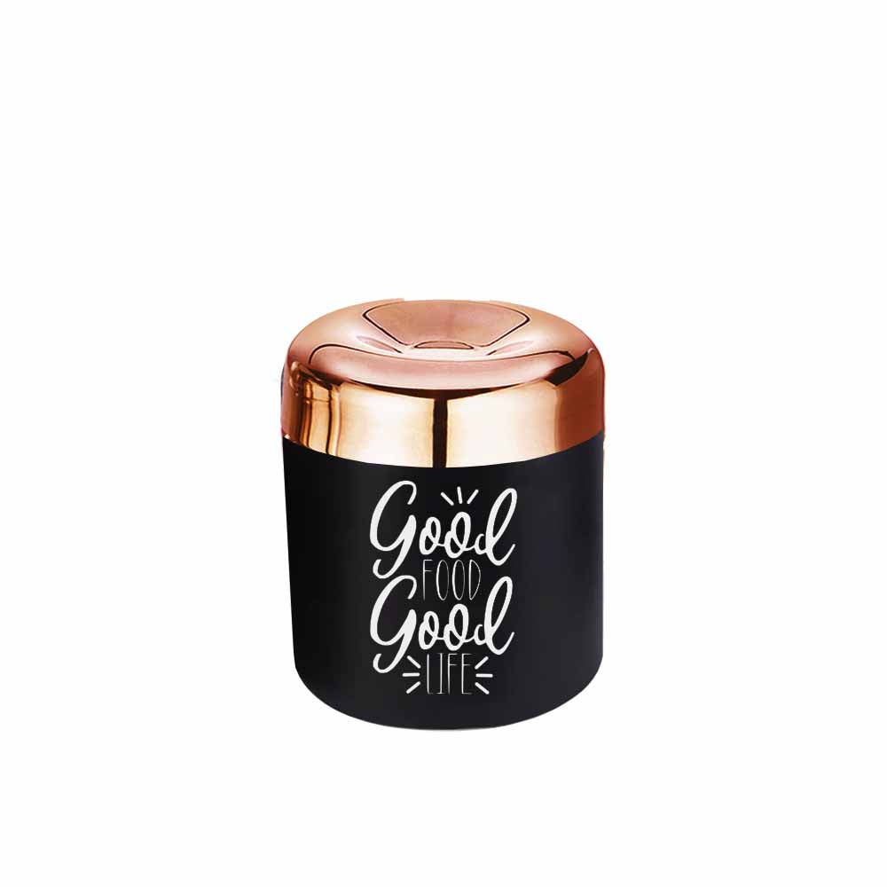 PddFalcon Stainless Steel Kitchen Storage Apple Canister 650ml Black