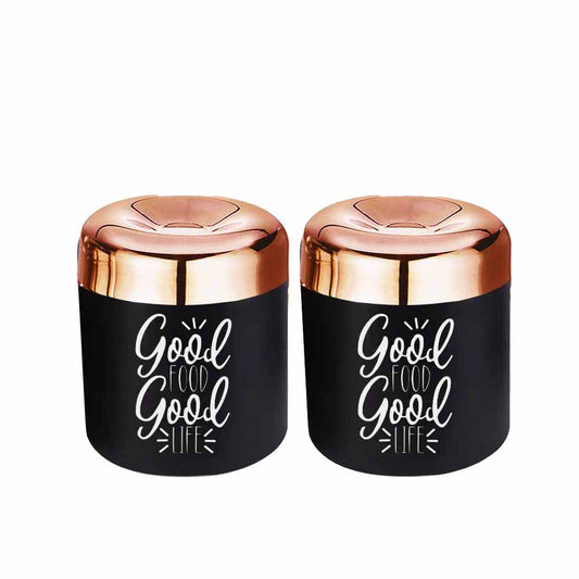 PddFalcon Stainless Steel Kitchen Storage Apple Canister Set Of 2 Black