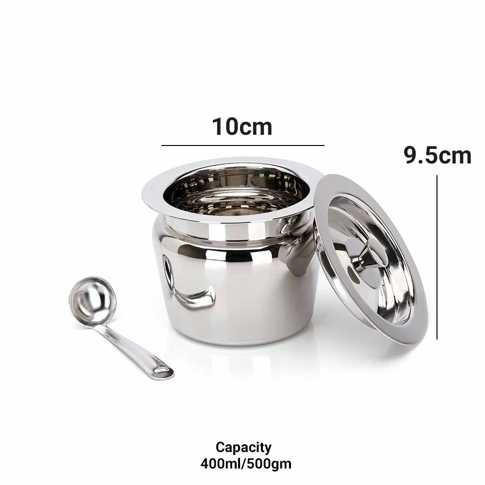 PddFalcon Stainless Steel Kitchen Storage Riddhi Ghee Pot With Spoon