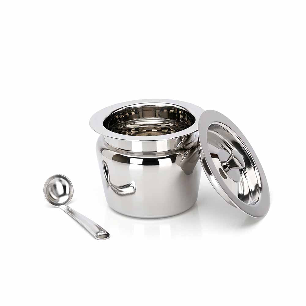 PddFalcon Stainless Steel Kitchen Storage Riddhi Ghee Pot With Spoon