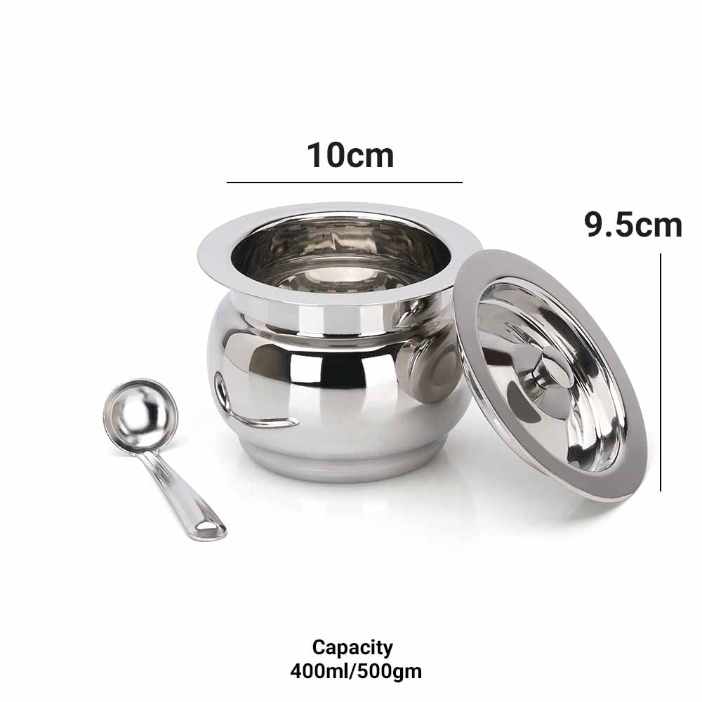 PddFalcon Stainless Steel Kitchen Storage Siddhi Ghee Pot With Spoon