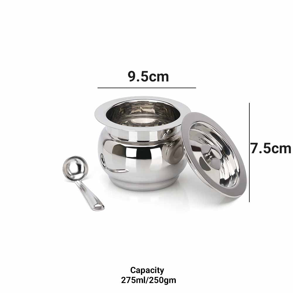 PddFalcon Stainless Steel Kitchen Storage Siddhi Ghee Pot With Spoon