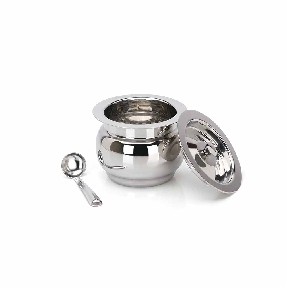 PddFalcon Stainless Steel Kitchen Storage Siddhi Ghee Pot With Spoon
