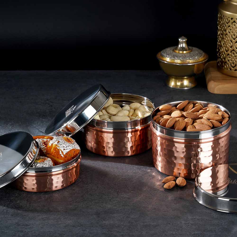 PddFalcon Stainless Steel Kitchen Storage Tattvan Hammered Container