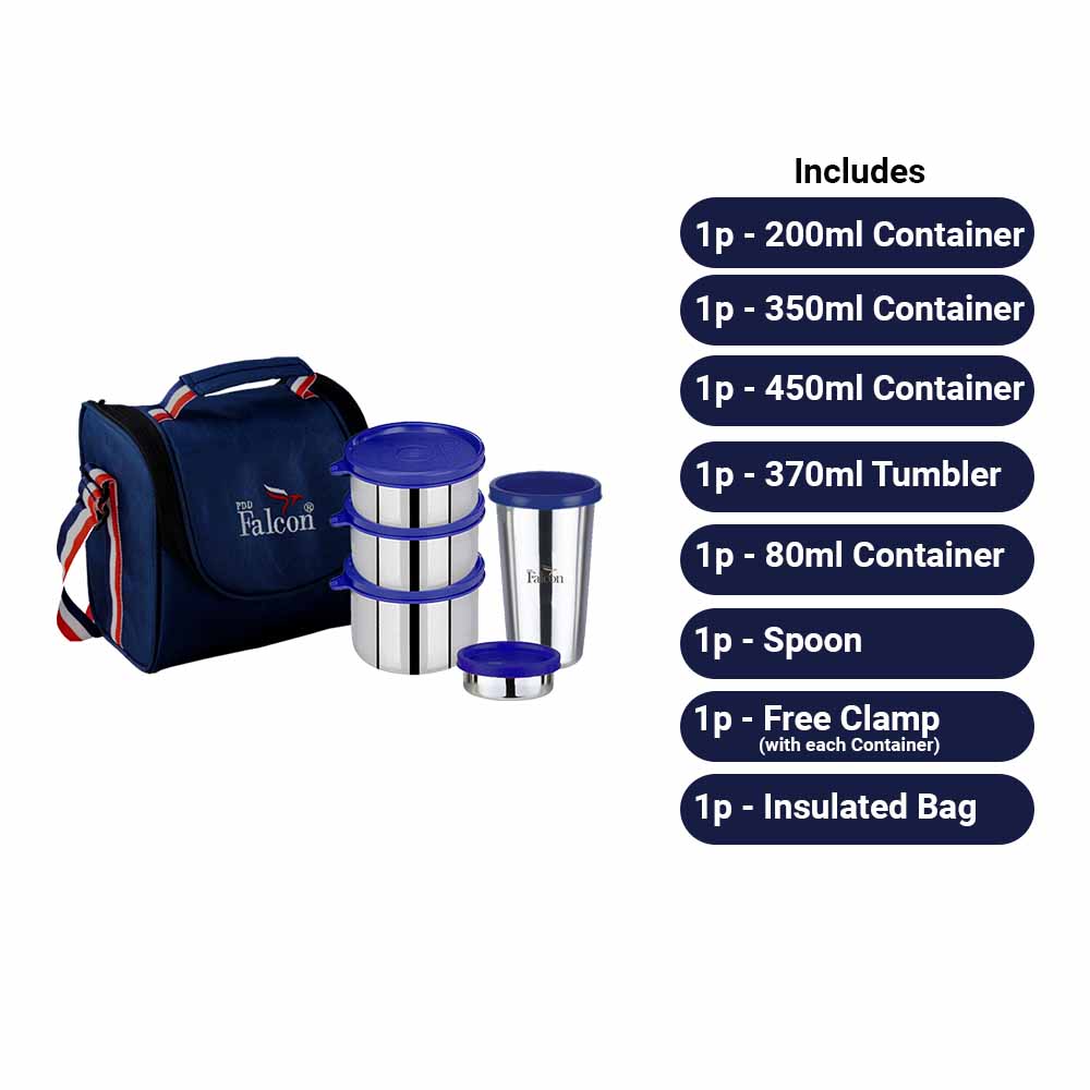 PddFalcon Stainless Steel Lunch Box EcoNxt Executive 1430ml Blue