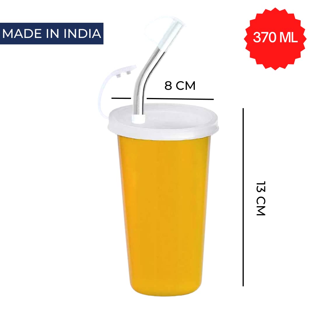 PddFalcon Stainless Steel PddFalcon Stainless Steel Sipper Strawglass With Accessories 370ml Plain 1 Strawglass 370ml Yellow