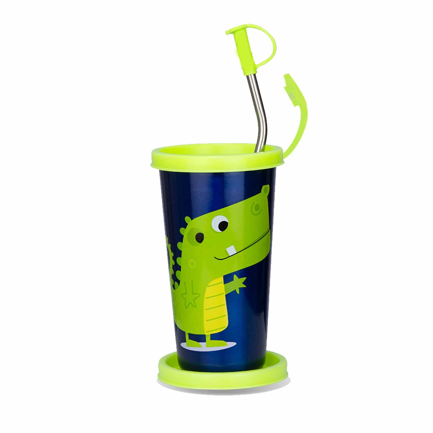 PddFalcon Stainless Steel Sipper Cartoon Strawglass With Accessories CN6 370ml