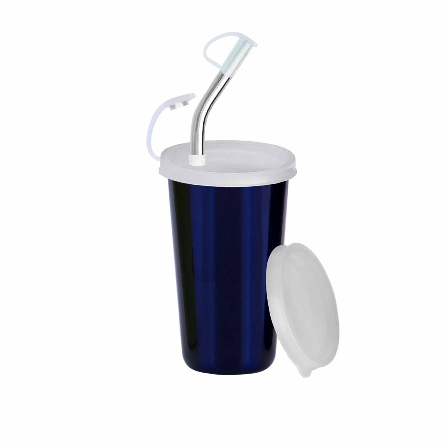 PddFalcon Stainless Steel Sipper Strawglass 370ml Blue